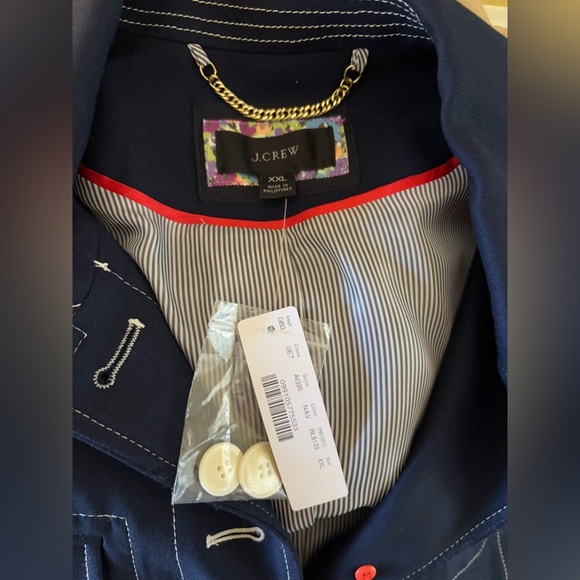 J Crew Tailored jacket with contrast stitch navy blue NWT - Picture 4 of 10